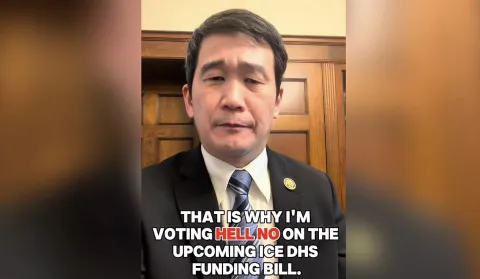 Rep. Dave Min votes "hell no" on ICE funding